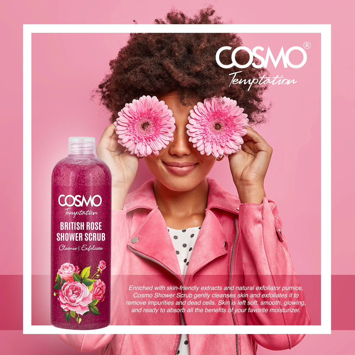 Temptation Shower Scrub British Rose 1000ml by Cosmo